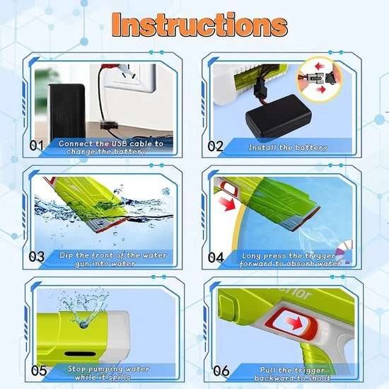 Automatic water pistol - 250ml capacity - Play4Kids.eu