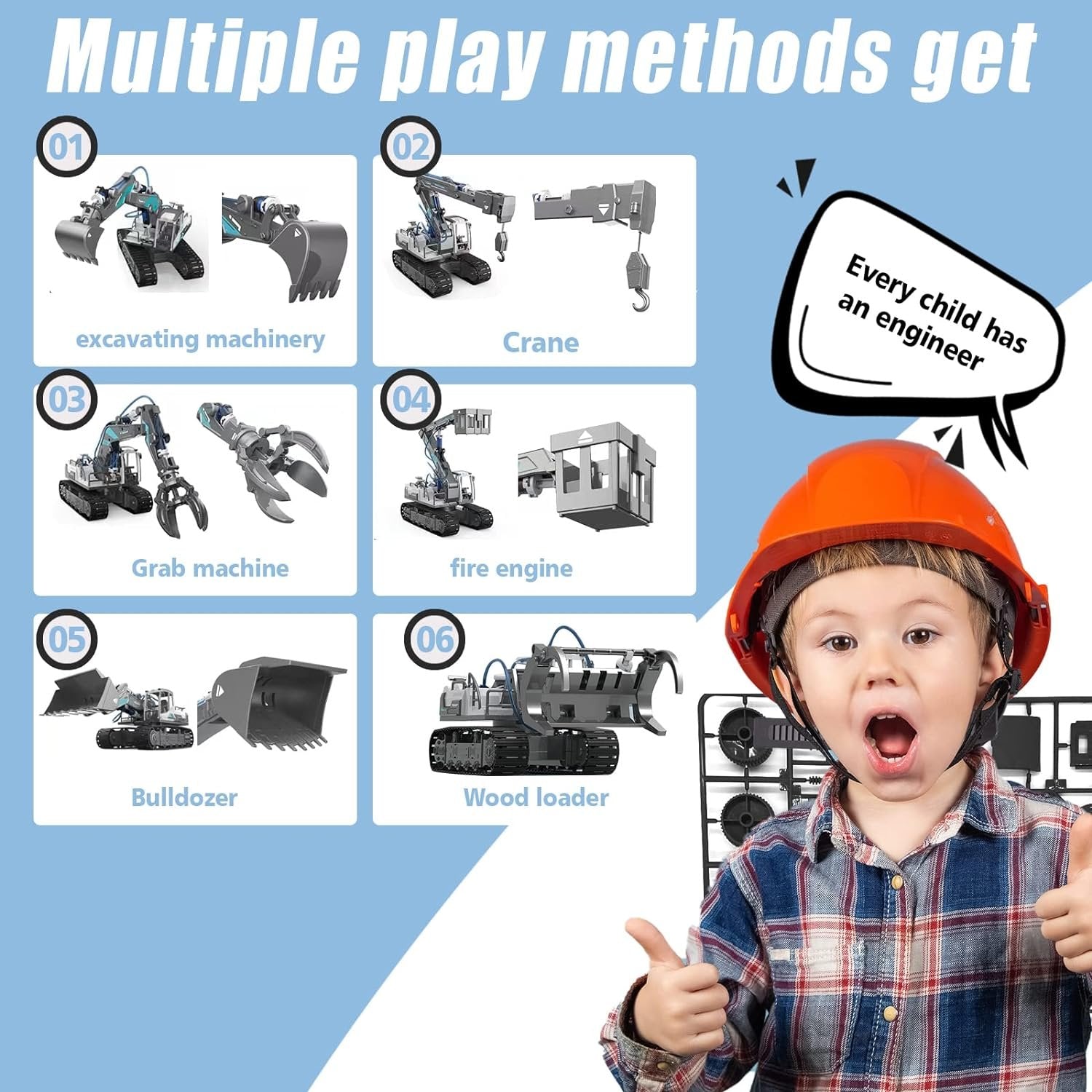 STEM Building Hydraulic Construction Vehicles Toys - Play4Kids.eu