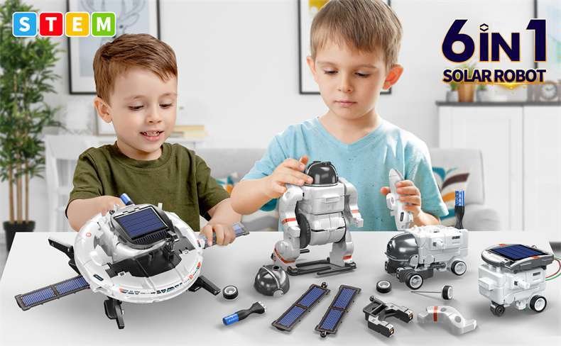 6-in-1 Solar System Space Fleet, Solar-Powered Toy - Play4Kids.eu
